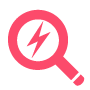 magnifying glass with lightning bolt in the center