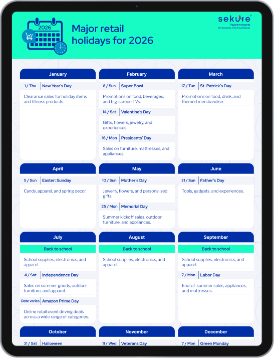 Sekure's essential retail calendar
