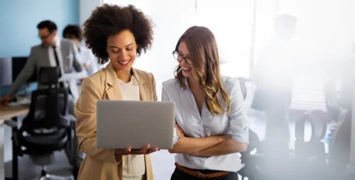 happy multiethnic-smiling business women working