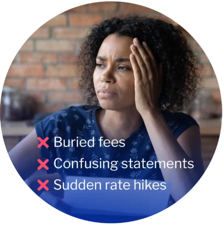 person thinking and stressing about the hassles of their current payment processing company